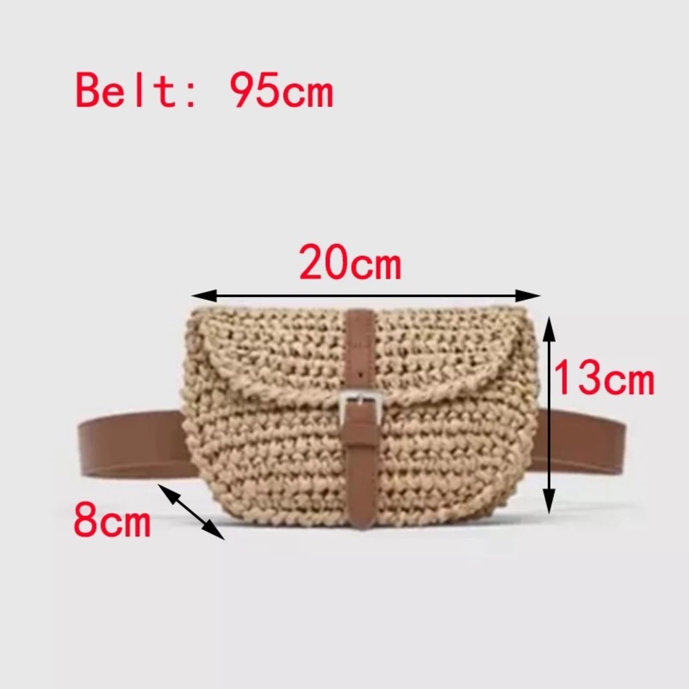 Bohemian woven raffia fanny pack bag - Picture 5 of 5